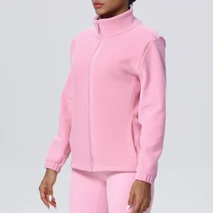 Women's Autumn Winter Sports Coat Zipper Sweatshirt Fleece Lining Stand Collar Long Front for Outdoor Leisure Running Fitness