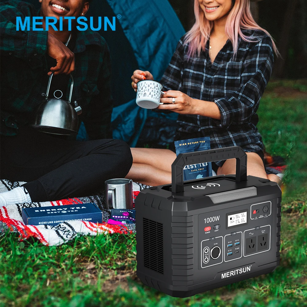 Meritsun Portable Power Station Solar Generator 1000W 500W AC DC Output Portable Power Supply Solar Energy System