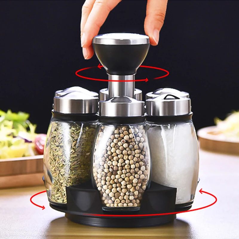 Kitchen Spice Rotating Cruet Condiment Shelf Seasoning Jars Set for Pepper  Sprays Bottles Salt Shakers Storage Rack Organizer