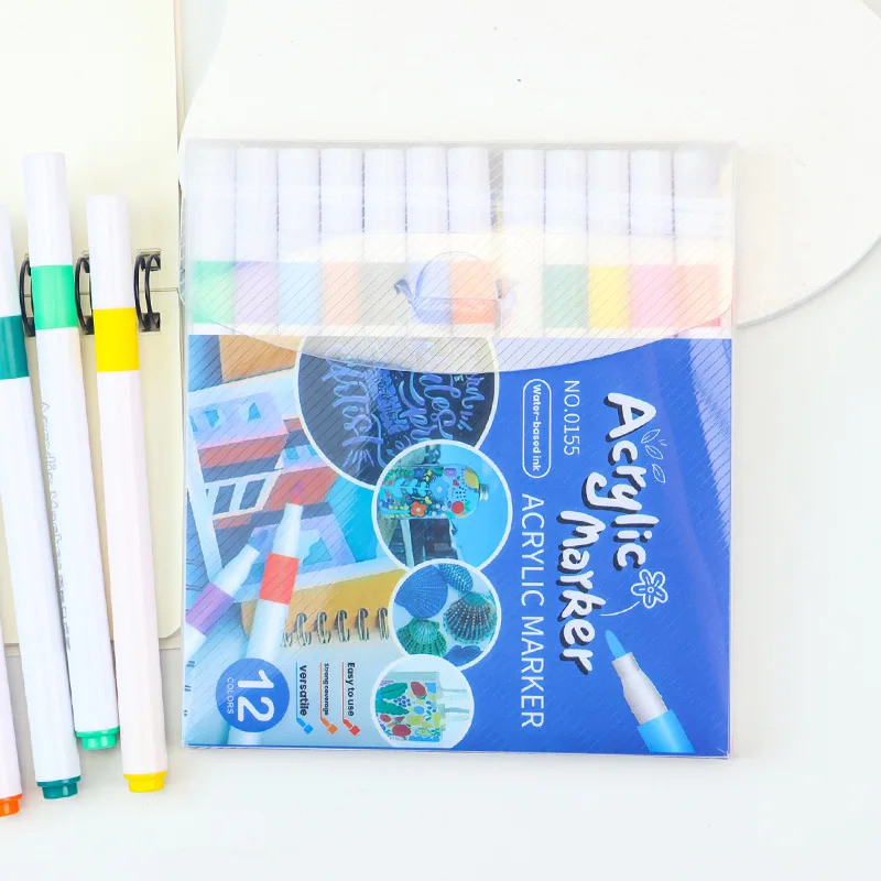 Juego de Marcadores Acrílicos para Estudiantes, Específicos para Arte, Dibujo a Mano, Manualidades, No Tóxicos, Lavables, Rotuladores de Acuarela