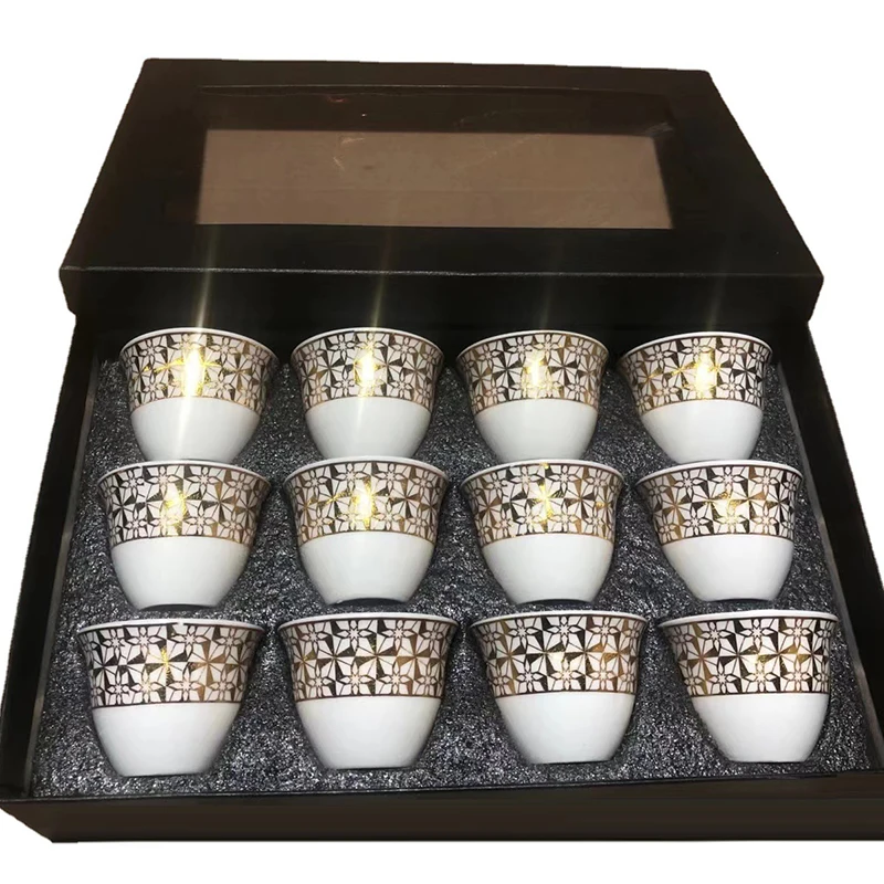 Turkish Coffee Cup 12 Pcs Set Factory Cheap Ceramic Cup Set Arabian Tea