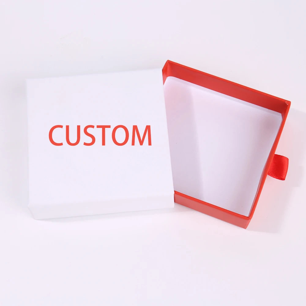 صندوق هدايا خشبي قابل للتخصيص مع شعار لمجوهرات صندوق الرسم مع بطاقة شكر ورقية مع درج منزلق لتعبئة المجوهرات