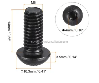 M5 ISO7380 Grade 10.9 Black Oxide Steel Allen Drive Hex Socket Cap Screws 10mm Length Button Head Bolts Brass Material Flat Din