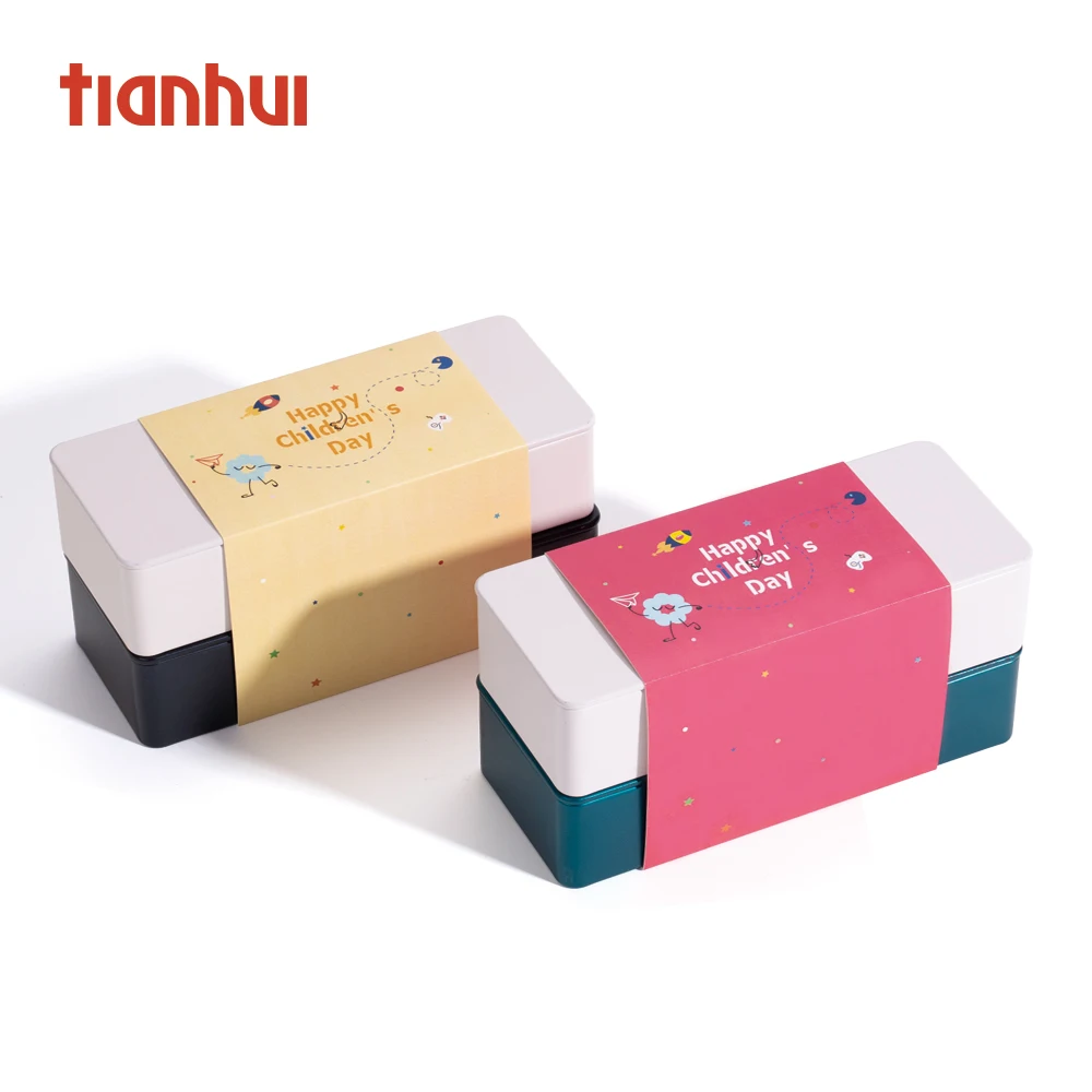 Tianhui Luxury Small Rectangular Metal Tin Box Children's Day Gift Packaging Box