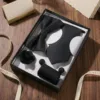 Set de 6 piezas corbata negra lazo-manchetillas-corsage-bolsillo pañuelo-regalo bo