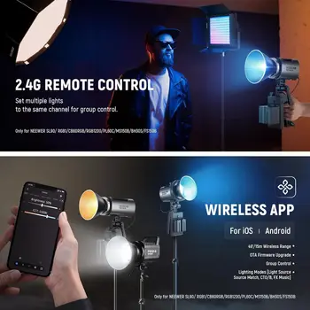 NEEWER MS60C RGBWW LED Video Light with 2.4G/APP Control 65W Metal Mini RGB COB Continuous Output Lighting Handheld Spotlight product image