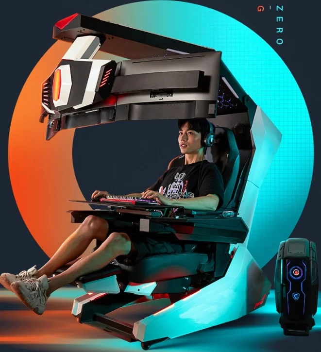 Imperator works R1Pro luxury high tech recline zero gravity  PC gaming chair  cockpit massage star ceiling RGB for 3 screens 995711