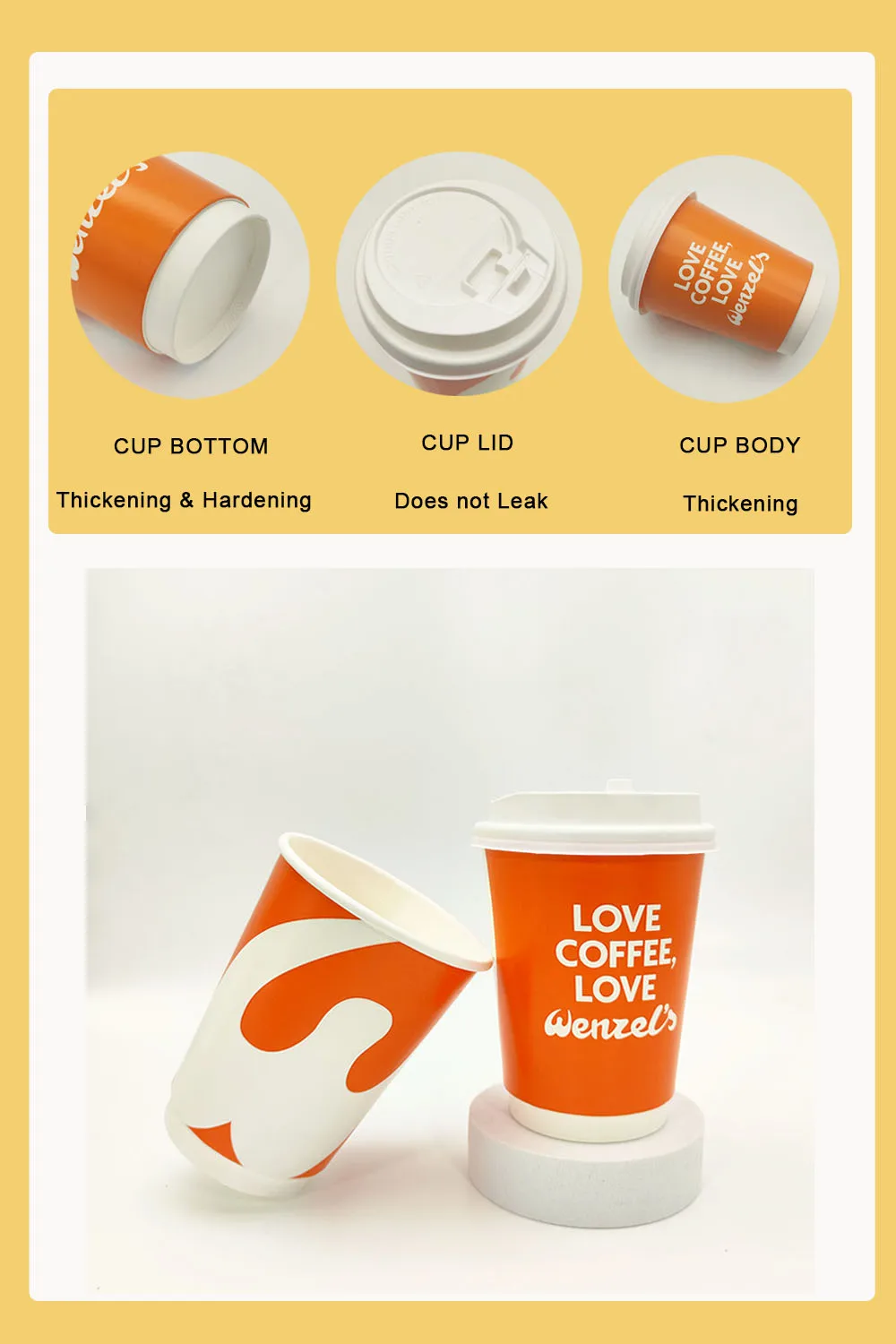 8/12/16/22 Oz Wholesale Compostable Paper Coffee Cups Disposable Eco