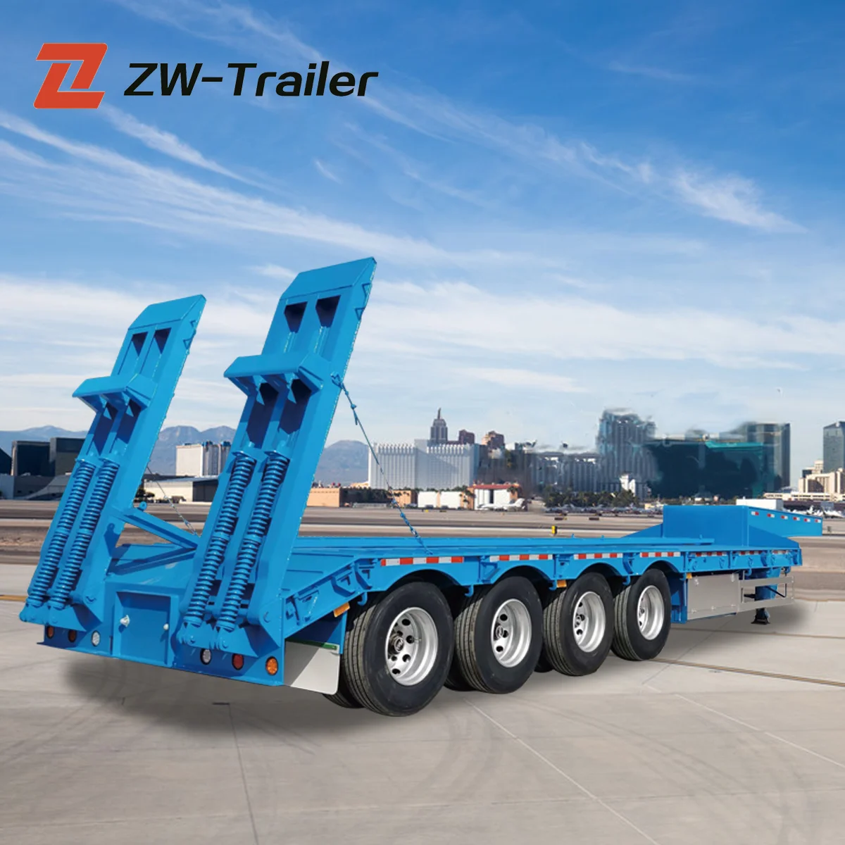 Zw Group 3 Axles 80t Gooseneck Low Bed Lowboy Low Boy Semi Truck Lowbed ...