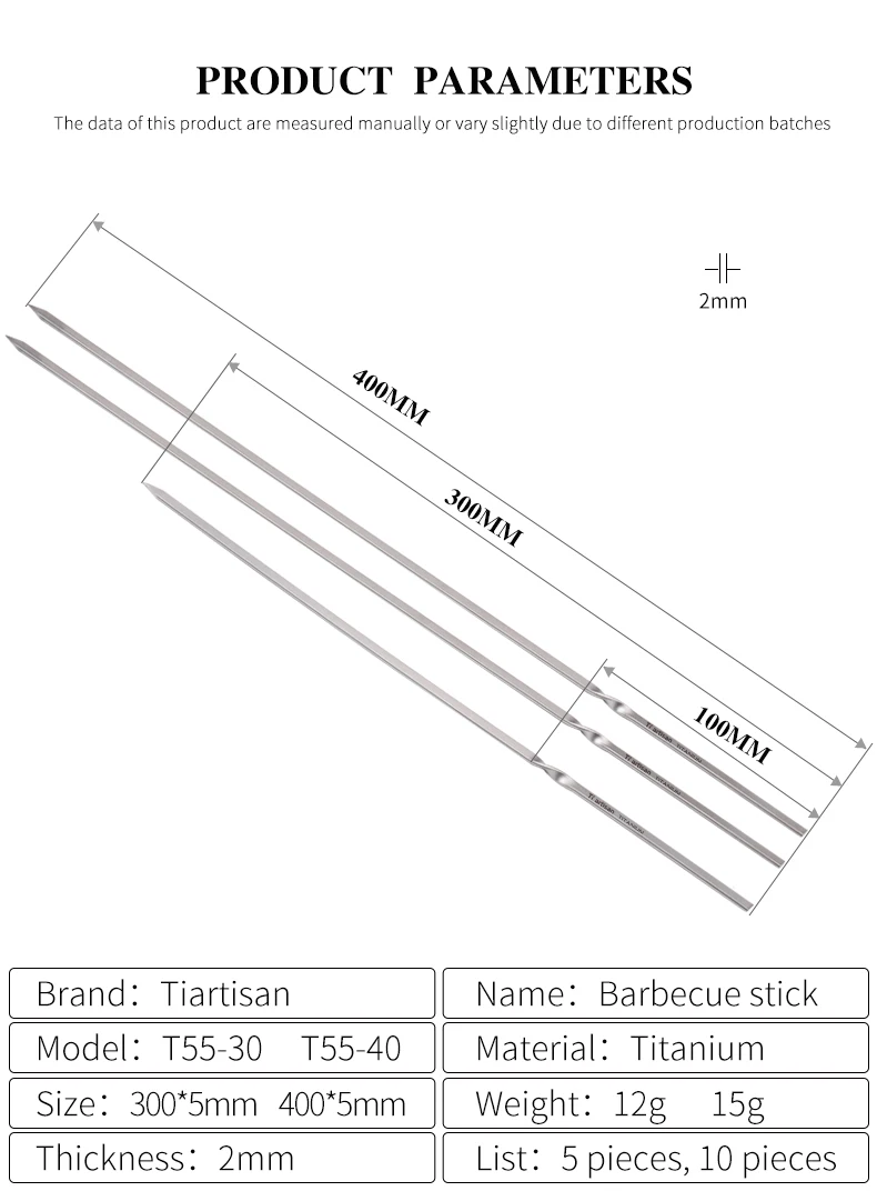 Chinese Products Skewers for Barbecue Reusable Grill Titanium Skewers Shish Kebab BBQ Camping  Kitchen Accessories Tools