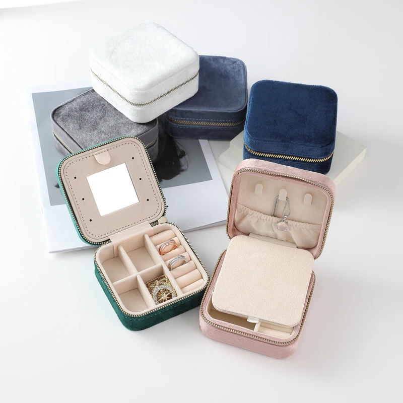 Custom Logo Italian Velvet Travel Jewelry Box Organizer Wholesale