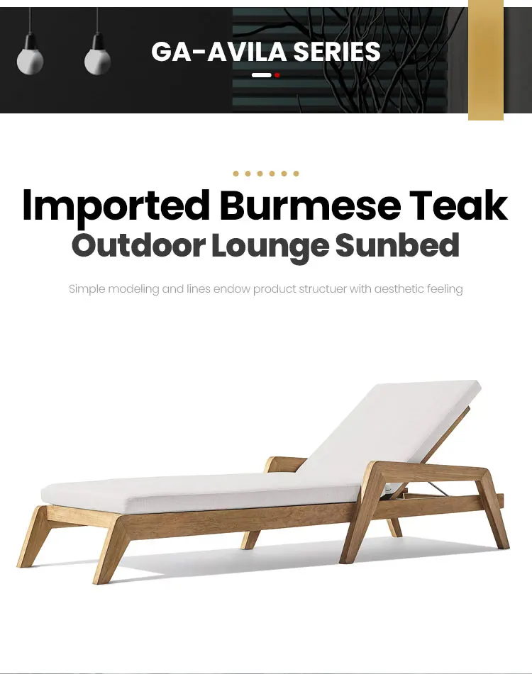 Garden Furniture New Design Hotel Patio Solid Teak Chaise Lounge