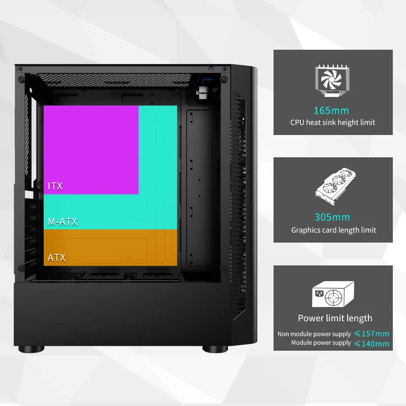 Boîtier PC ATX SNOWMAN au design populaire, boîtier OEM pour PC gaming, tour en verre trempé_voghion.com