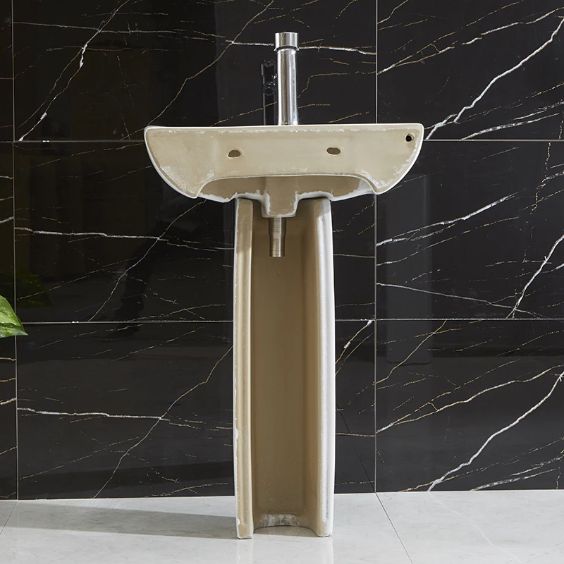 Popular Design Bathroom Ceramic Pedestal Wash Basin Floor Mounted Pedestal Basin