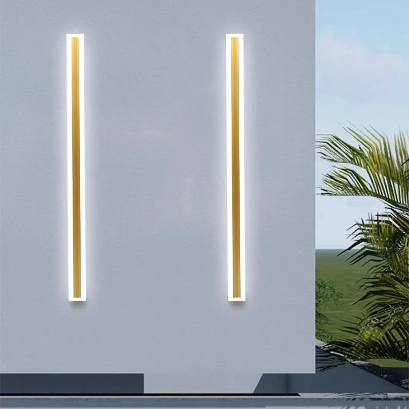 Nordic Linear Wall Light Waterproof Outdoor Porch Garden LED Wall Sconces Lighting Minimalist Long Strip Wall LampsH