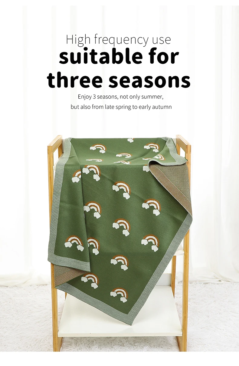 Hot Sale Mimixiong Knitted Newborn Baby Blankets Rainbow Pattern