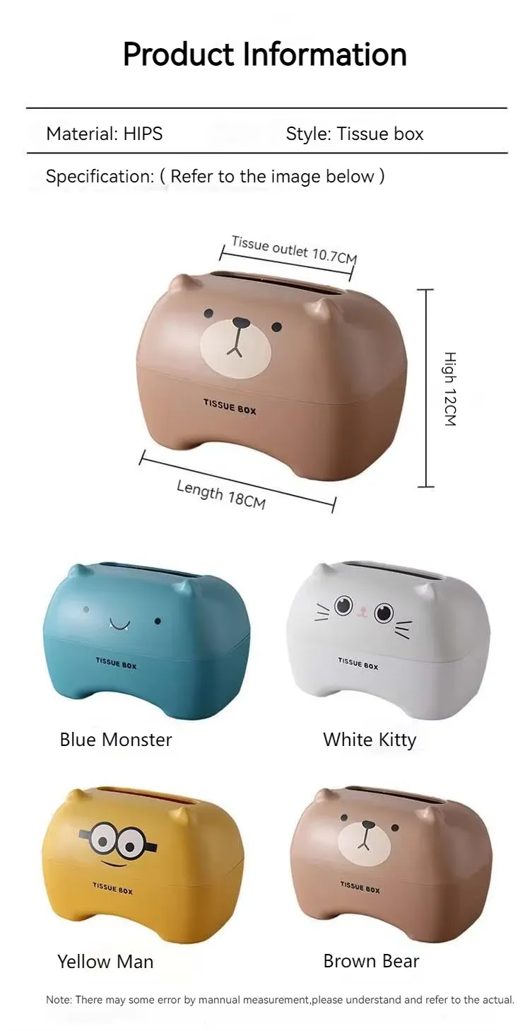 Most Popular Large Capacity Waterproof Cartoon Napkin Storage Box Simple Creative Design Tissue Pumping Tray manufacture