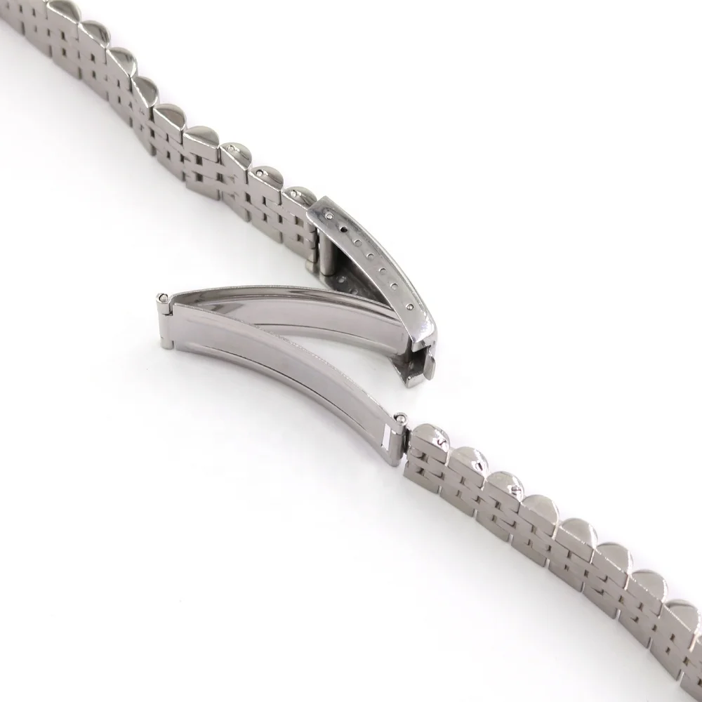 Rolamy 22mm Silver Jubilee Solid Screw link Hollow CurvedEnd Watch