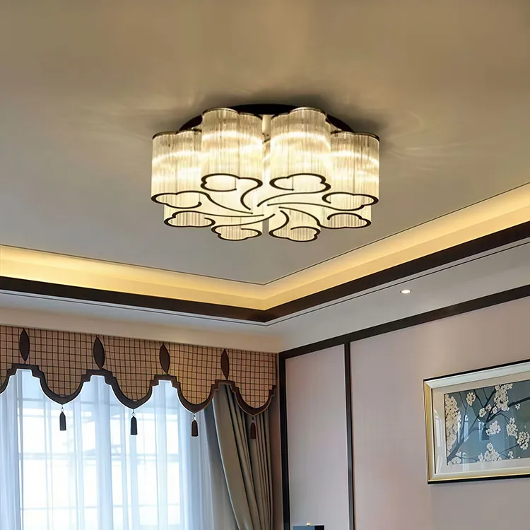 2026 New Modern Light Luxury Auspicious Cloud Glass Ceiling Lamp for Living Room and Bedroom Elegant Design