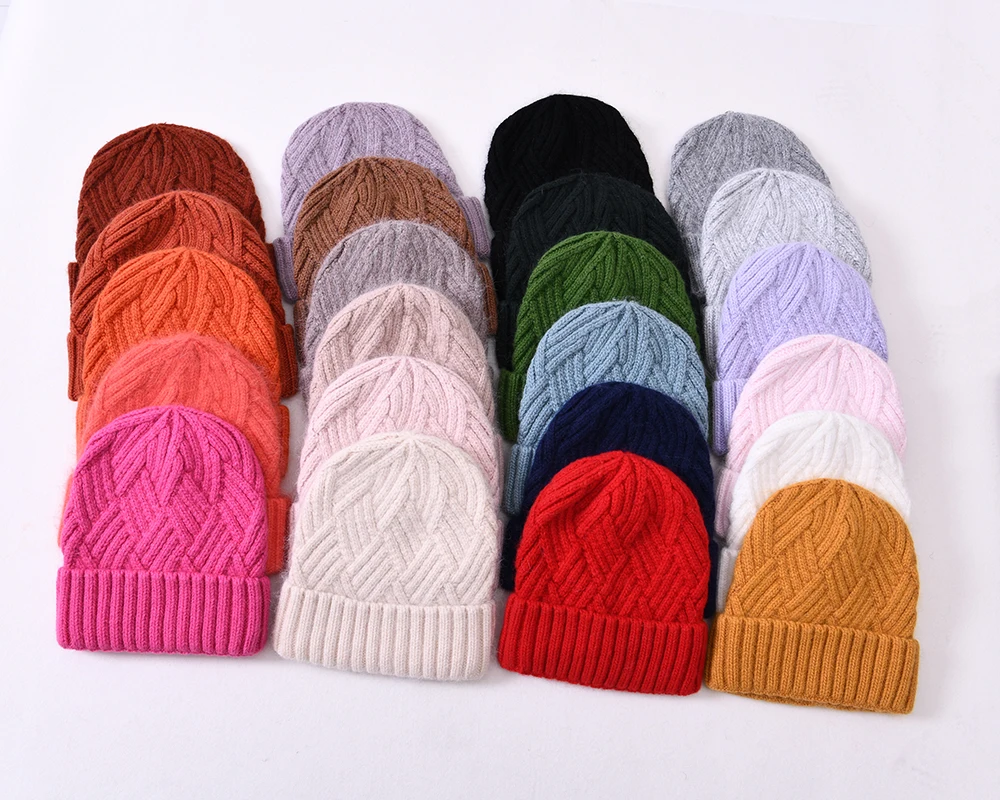 Factory Wool Beanie And Mittens Set 2pcs Outdoor Skully Keep Warm Fuzzy