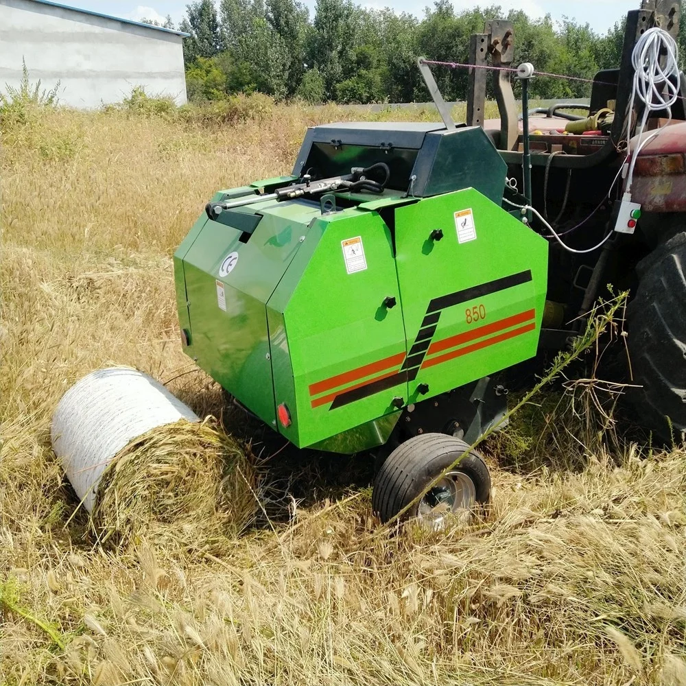 Small Tractor Pto Driven Mini Baler Machine Round Hay Baler Provided Gearbox Green  Round Baler