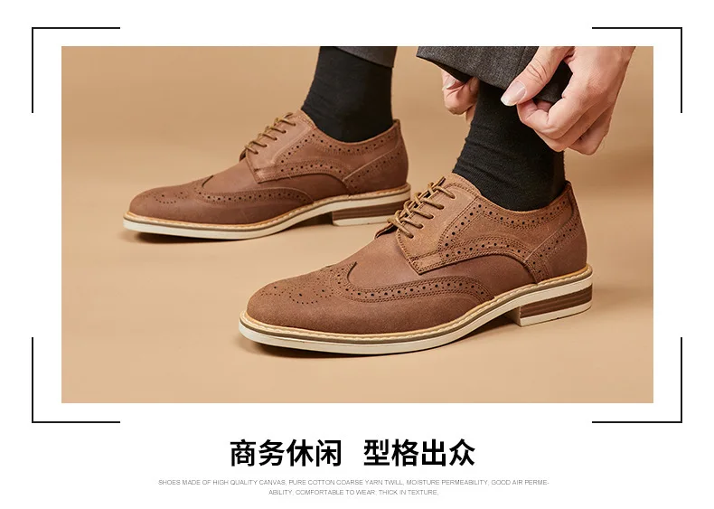 COW SUEDE SOFT CASUAL and OFFICIAL MEN SHOES BUSINESS CACEER COMFORTABLE WITH SOFTNESS UPPERS REAL LEATHER SHOES