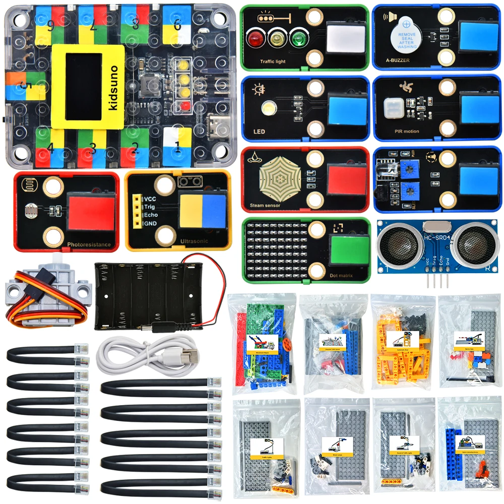 Kidsbits Intelligent Traffic System Kit DIY STEM Education Building Blocks Kit for Arduino