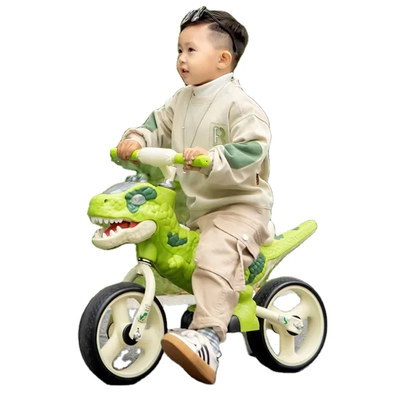 NMM Tricycle Dinausore, Tricycle Enfant avec klaxon en Forme de Dinosaure et Panier de Rangement, Dinosaure Velo avec Musique et LumièRes, Velo Enfant 2, 3, 4, 5, 6 Ans - Rose