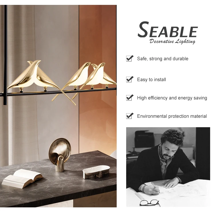 Hot Sale Decoration Indoor Aluminum Acrylic Iron Living Room Black Gold Modern LED Chandelier Light