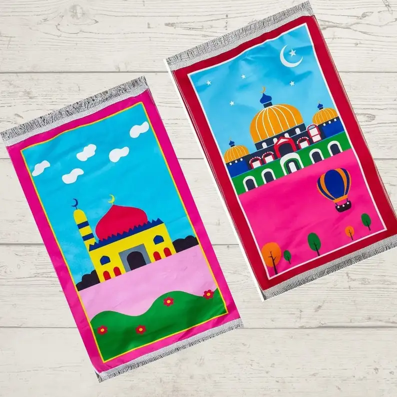 Individuell gestalteter islamischer Gebetsteppich für Kinder, türkischer muslimischer Gebetsteppich, islamischer Kindergebetsteppich für Zuhause, Moschee_voghion.com