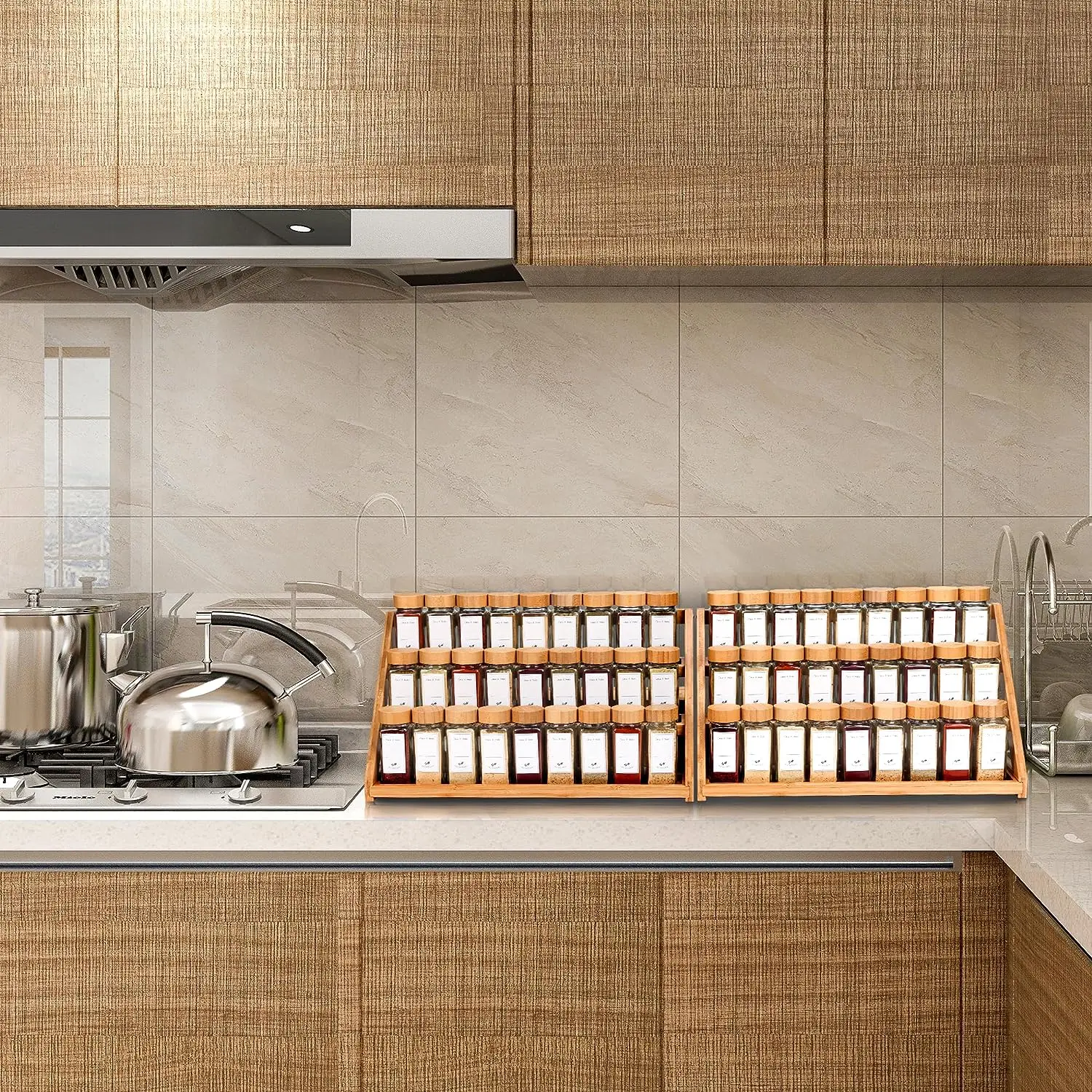 product wooden 3 tiered bamboo spice rack countertop pantry organizer for cabinet for kitchen food organization-4