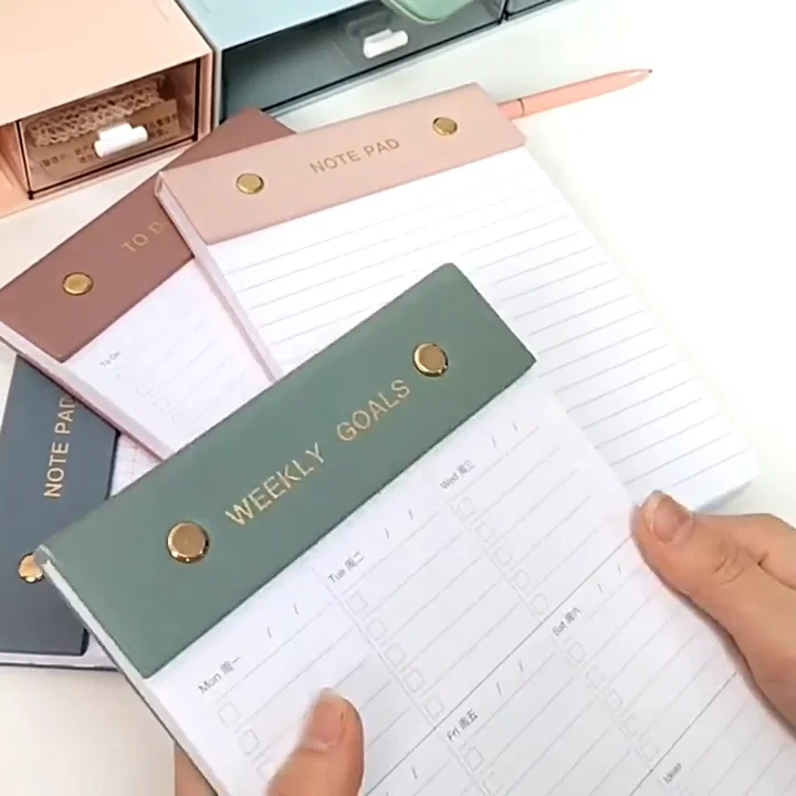 Wholesale Pu Leather A5 Perforated Tear Off Private Label Weekly Notepad For Students Office