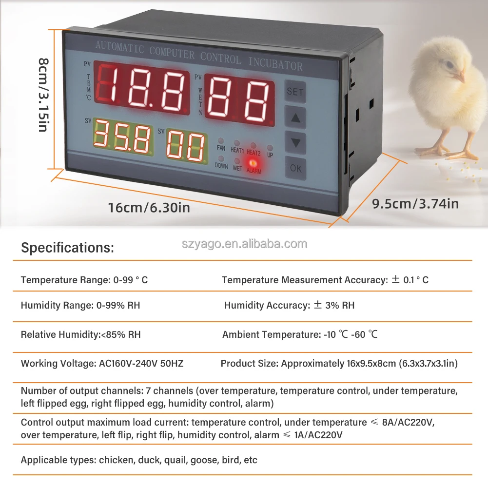 Digital Automatic Small Egg Incubator Thermostat Controller for Humidity and Temperature Controlling XM-18