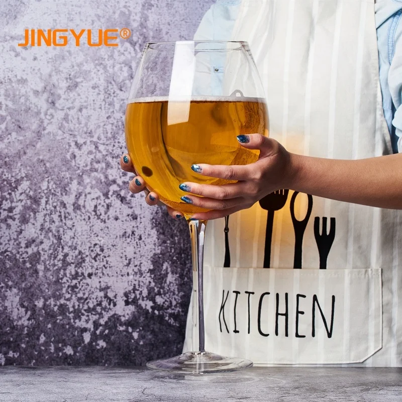 JINGYUE 3200ml Creative Oversized Extra Large Long Stem Glass Cup Clear Goblet Giant Wine Beer Glass for Bar