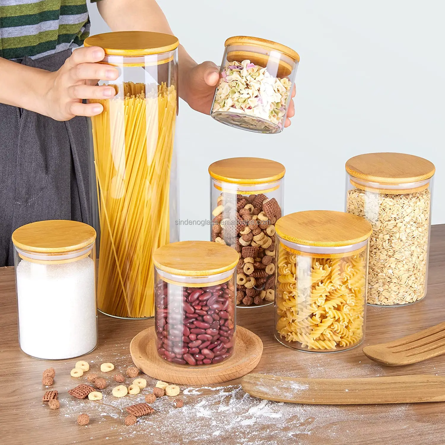 Airtight Glass Jars with Bamboo Lids Perfect for Food Storage