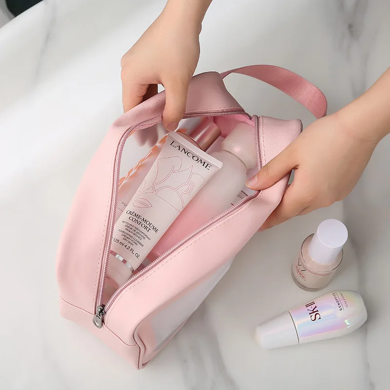 Wholesale Transparent Toiletry Storage Organizer Waterproof Pink Portable Wash Bag Custom Clear Pvc Makeup Travel Cosmetic Bag