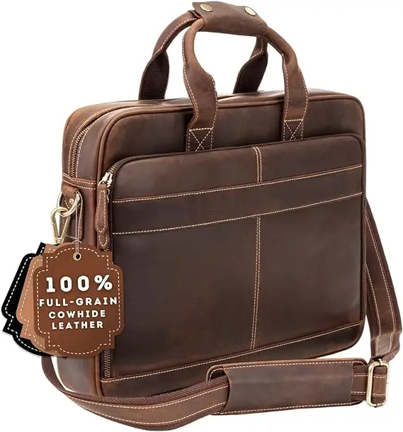 product full grain leather briefcases leather laptop computer handmade messenger large crossbody shoulder office computer college bags-30