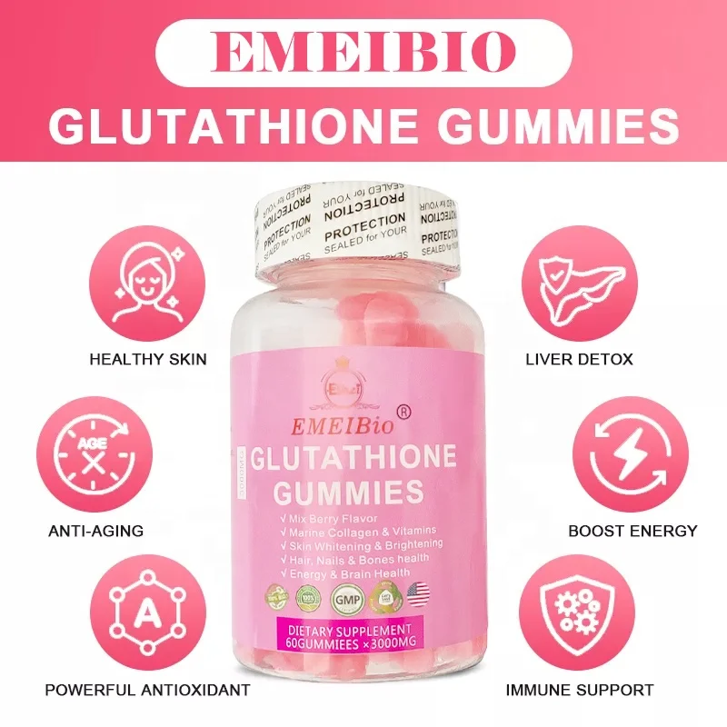 Custom Private Label Vegan Collagen Vitamin C Skin Whitening L-Glutathione  Candy Gummies