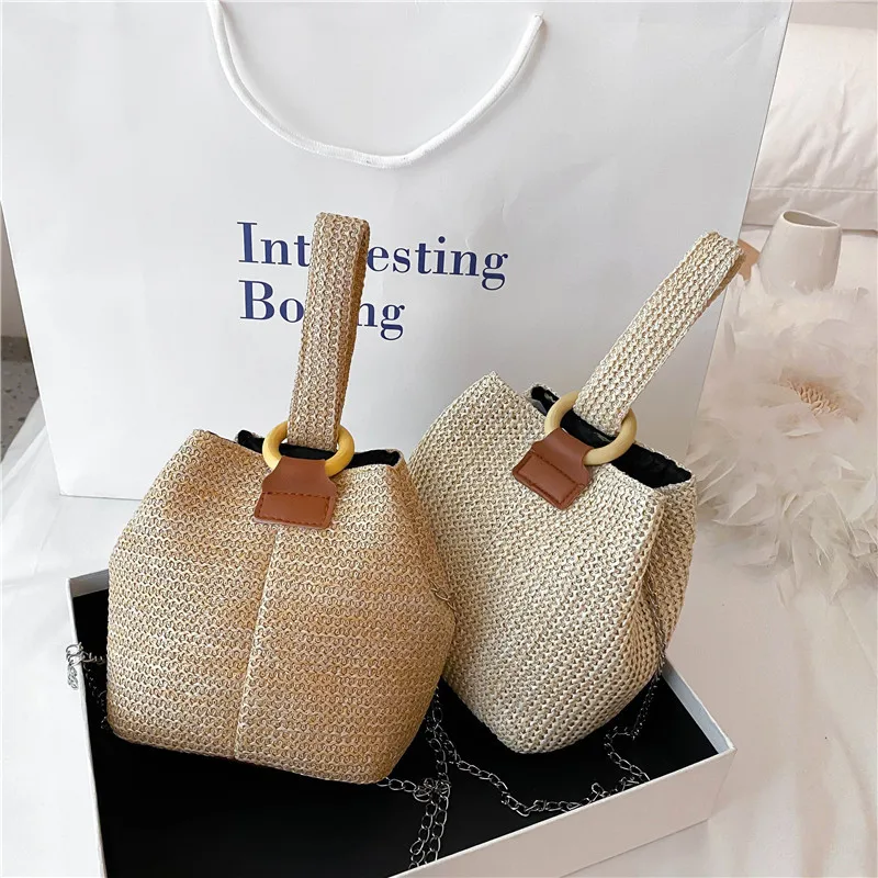 Women's Heart-Shaped Straw Beach Bag - Woven Crossbody Tote With Leather Trim & Adjustable Strap, Summer Purse - View #11