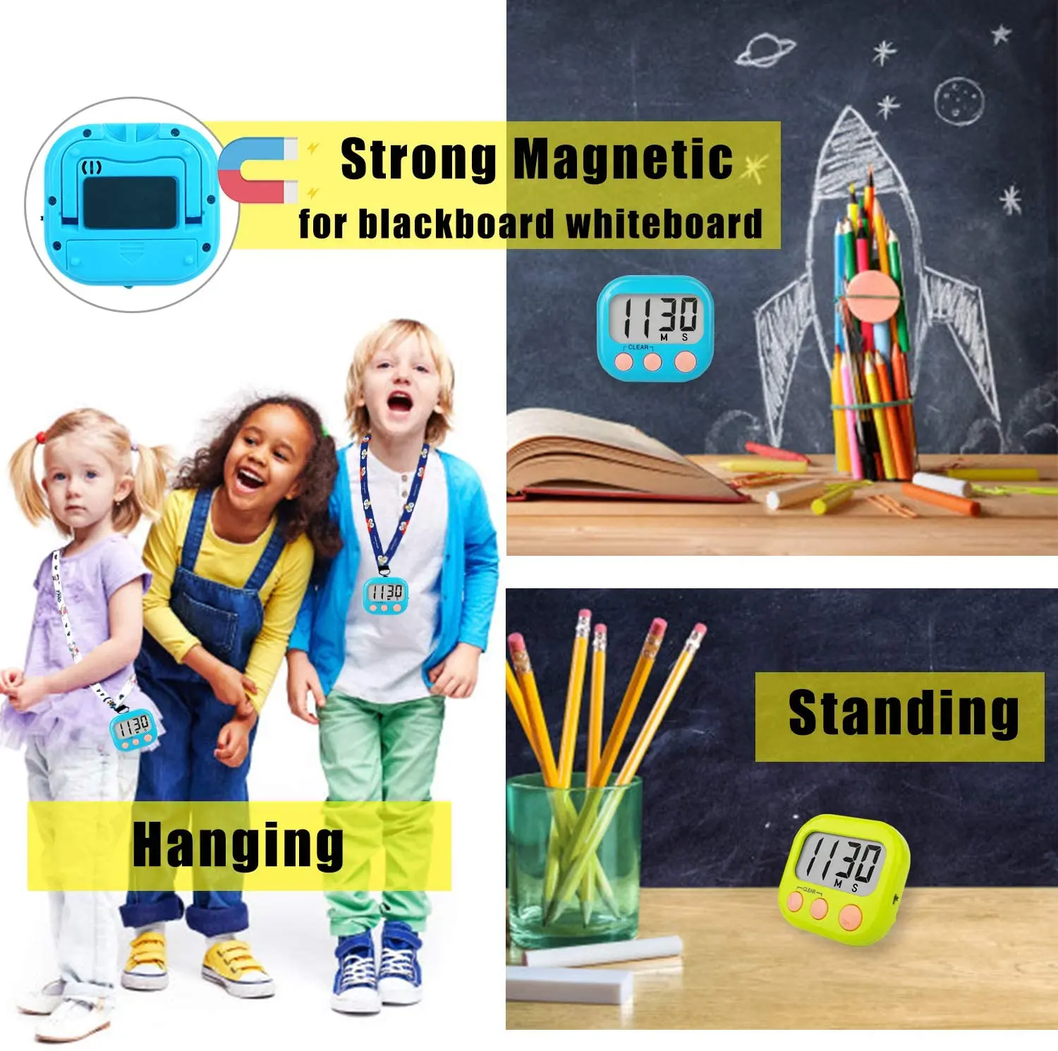 Classroom Countdown Timers for Teachers Kids Large Screen Home Cooking Magnetic kitchen timers Digital timer