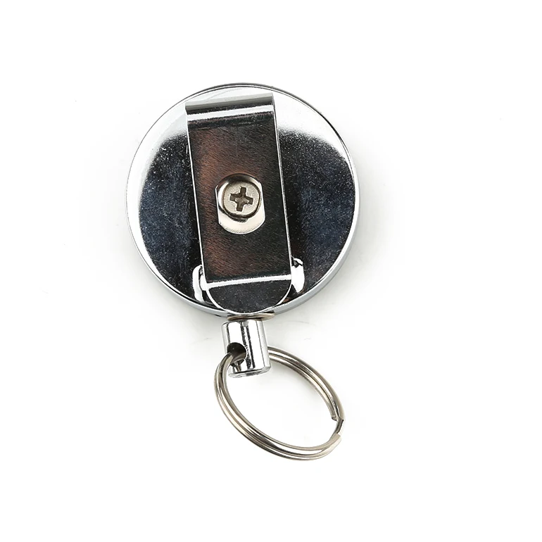 Wintape, Круглый выдвижной металлический держатель для карт с логотипом на заказ, с цепочкой для ключей