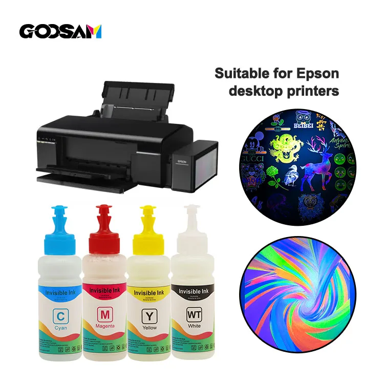 GOOSAM Security Printing 100ml Fluorescent Water Base Luminescent Glow in the Dark Invisible Ink for Epson Inkjet Printers