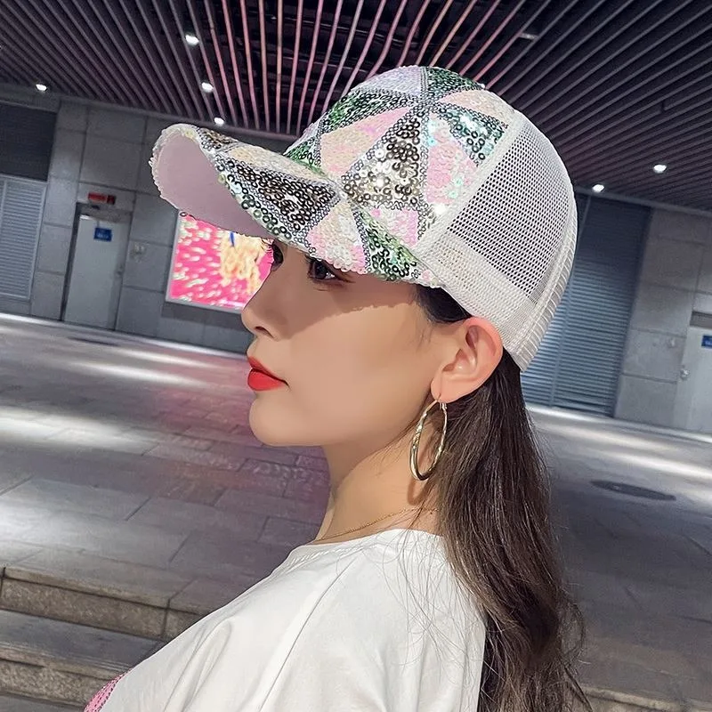 Sparkly Sequin Baseball Cap With Ponytail Hole - Bling Disco Hip Hop Hat For Women & Men - View #8