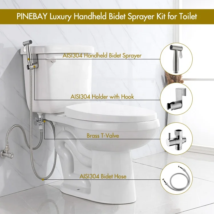 Pinebay Premium Stainless Steel Bidet Attachment Toilet Shattaf ...
