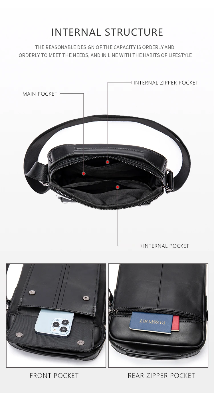 Marrant Men Genuine Leather Shoulder Bag Crossbody Purse Leather