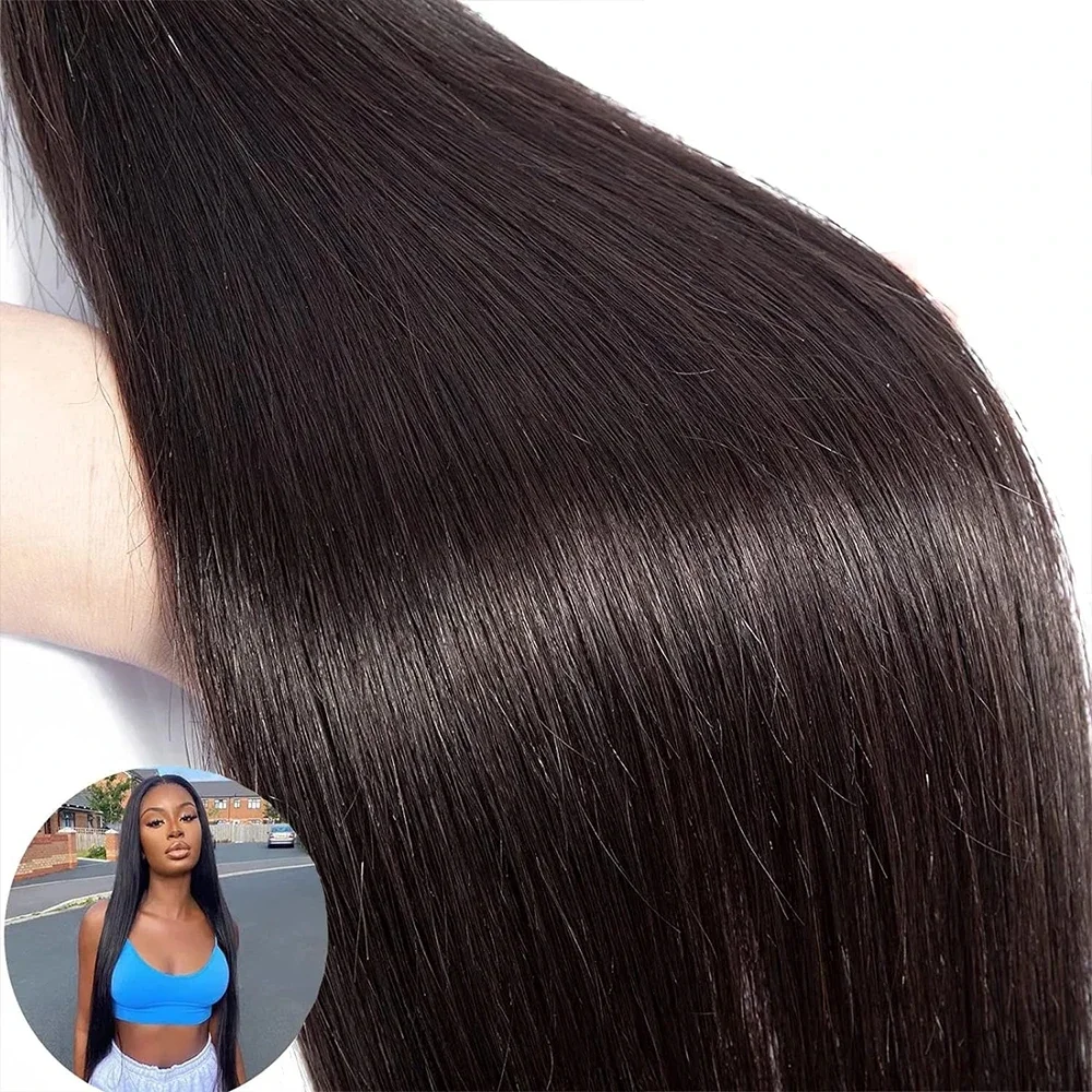Brazilian Hair Weave Bundles Straight Human Hair Extension Natural Black Remy Hair Bundles 8-30 In_voghion.com