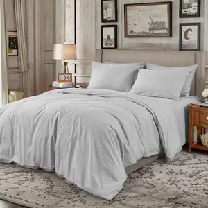 100% Organic Eucalyptus Tencel Duvet Cover 4 Pieces Silky Soft & Smooth Breathable  Eucalyptus Lyocell Tencel Bedding Sheet Set