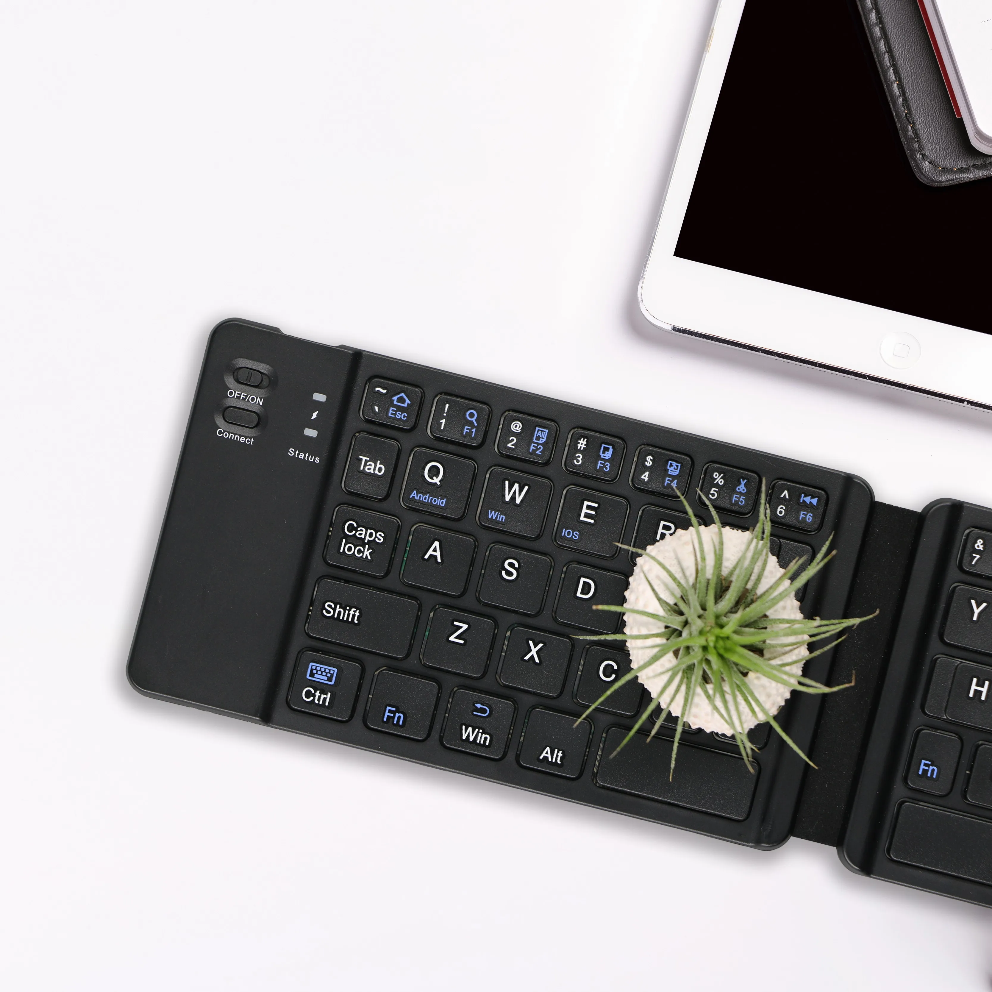 Good quality multimedia Three-system universal two-fold portable foldable wireless bt  keyboard