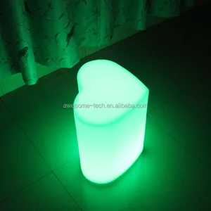 Modern Design Colorful Glowing Heart Shaped Outdoor Furniture Wedding Festival Decor Dining Table Chairs Plastic Garden Decor