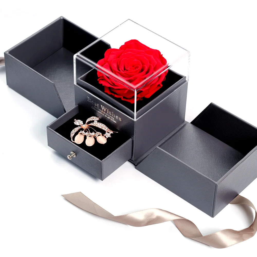 Mother's Day Flower Rose Eternelle Jewelry Box Earrings Necklace Makeup ...